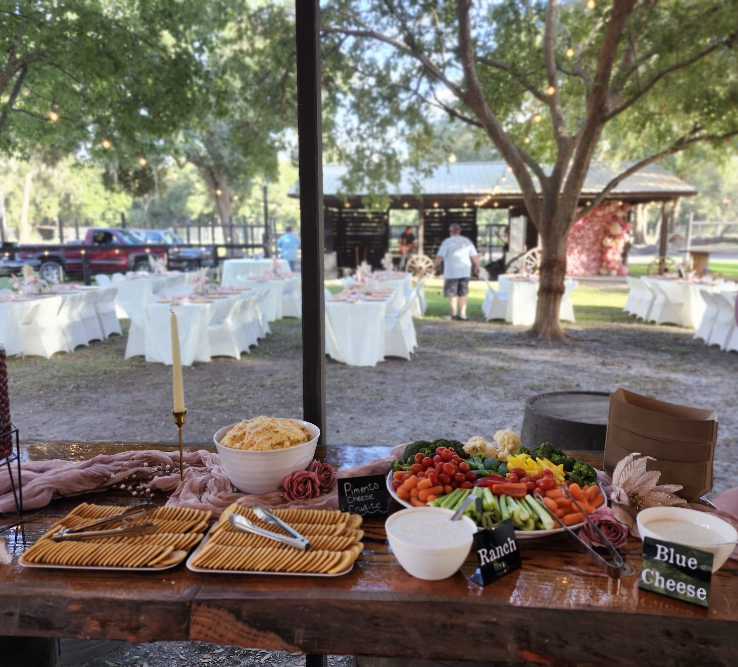 Mojo Catering services at a wedding with a meat and veggies platter ocala fl