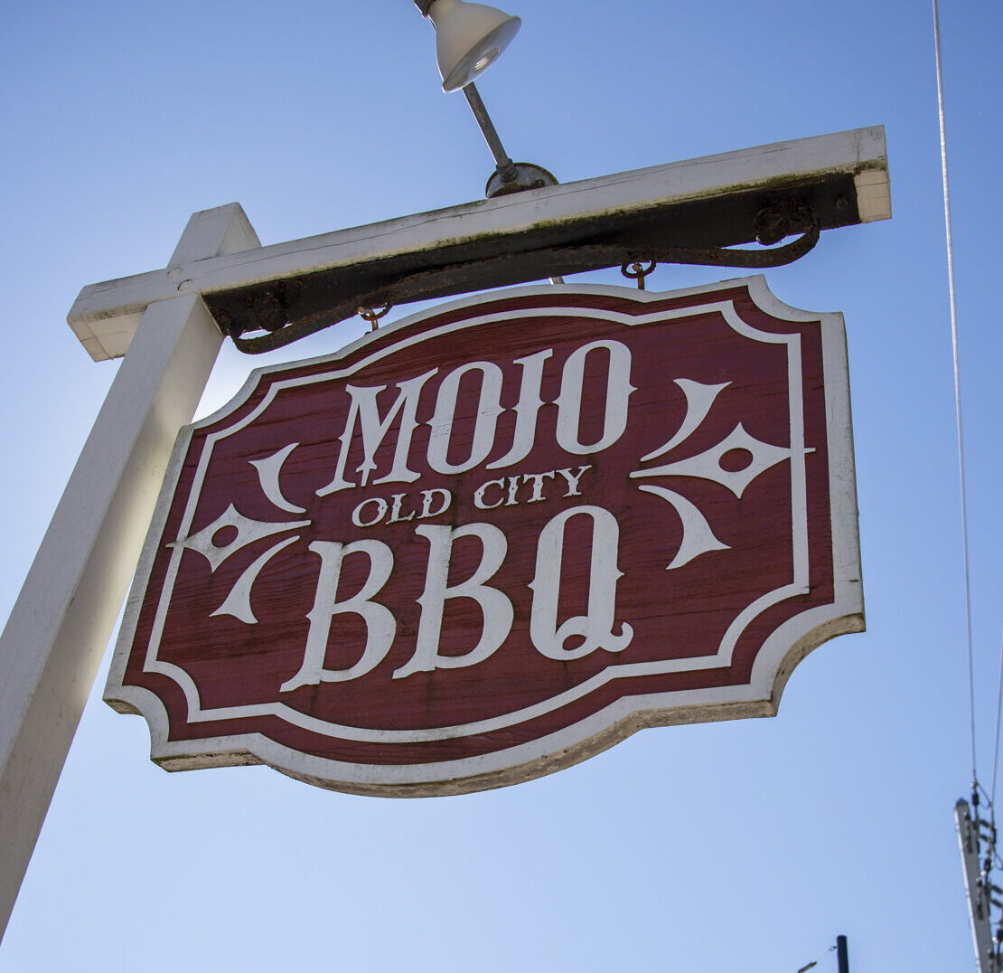 Mojo Old City close-up of exterior building sign st augustine fl